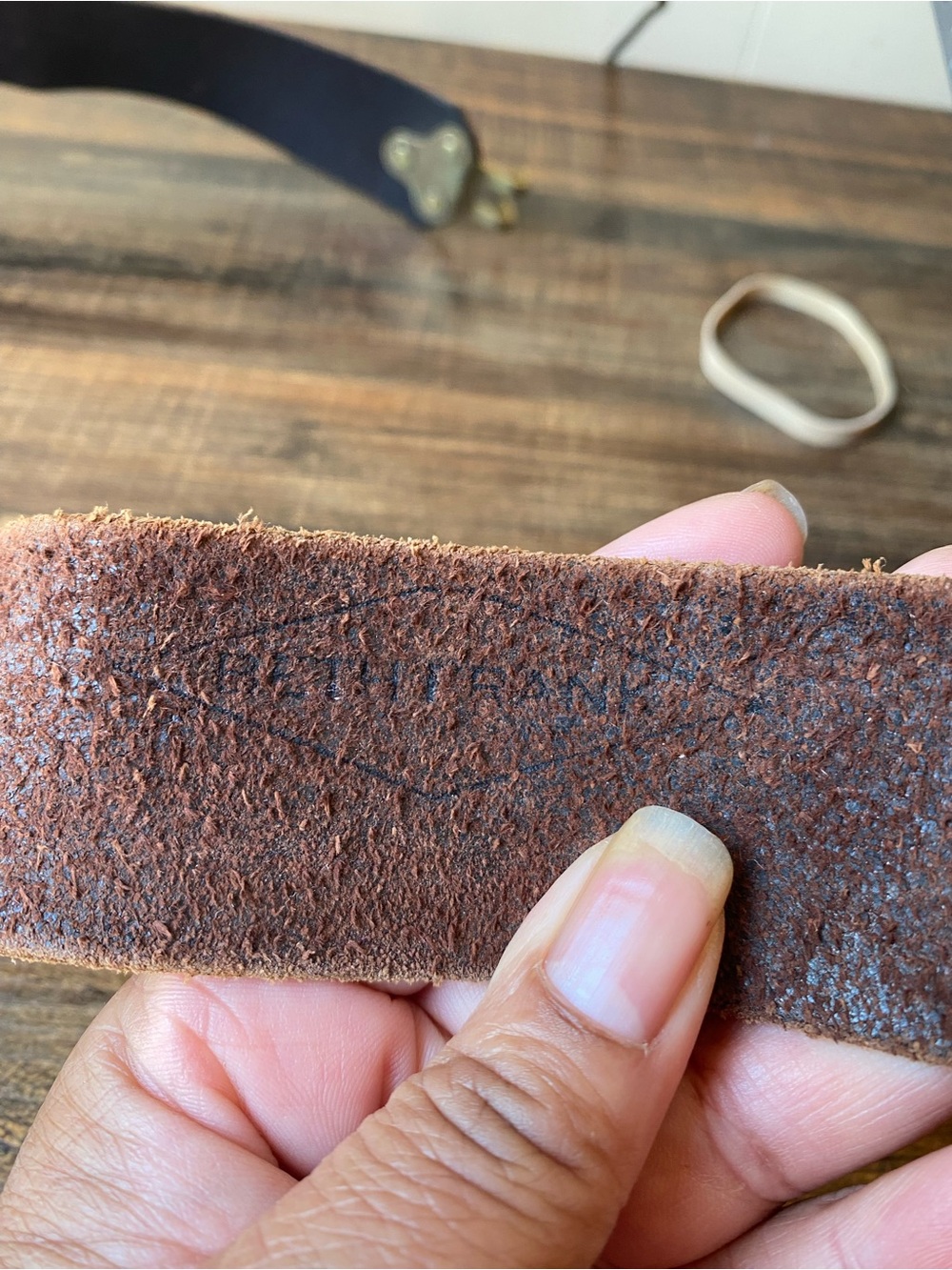 Dark Brown Leather Belt with Brass Hardware - Picture 7 of 8